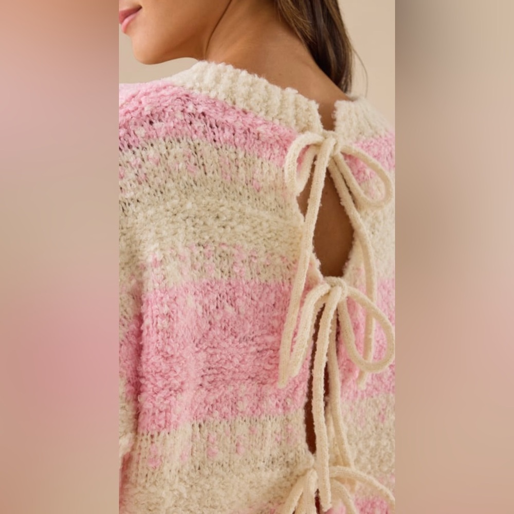 Altar'd State Pink and Cream Striped Sweater - Picture 2 of 3